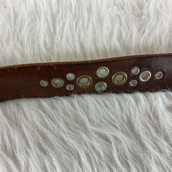 Vintage 90s Y2KJeff Gallea LA Brown Leather Grommet Studded Boho Western Belt  L main image 5